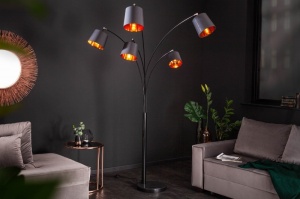 LAMPADAR ORIENTABIL LEVEL 202CM NEGRU/AURIU, DESIGN MODERN