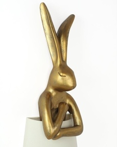 LAMPADAR RABBIT 150CM, ALB/AURIU, CONFECTIONAT DIN POLIRASINA, STIL MODERN - Img 2