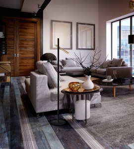 LAMPADAR VARAS, 167 CM, NEGRU MAT/AURIU, DIN METAL SI ACRIL STIL MODERN