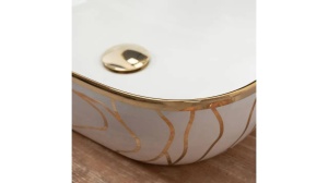 LAVOAR REA BELINDA WAVE, ALB/AURIU, 46 CM, DIN CERAMICA, PE BLAT, CALITATE SUPERIOARA, REA - Img 3