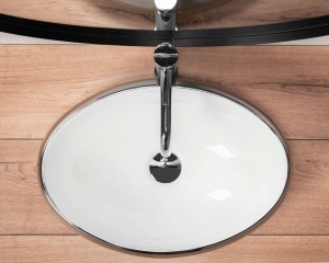 LAVOAR REA LINDA, ARGINTIU, 48CM, MONTAJ PE BLAT, DIN CERAMICA, CALITATE SUPERIOARA, REA - Img 4