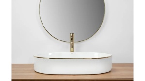 LAVOAR REA NADIA EDGE, ALB/AURIU, 61 CM, DIN CERAMICA, CALITATE SUPERIOARA - Img 3