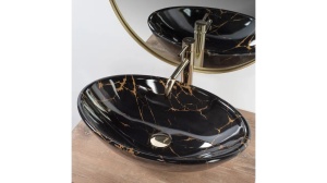 LAVOAR REA PAMELA, 53 CM, EFECT DE MARMURA NEAGRA, DIN CERAMICA, CALITATE SUPERIOARA - Img 3