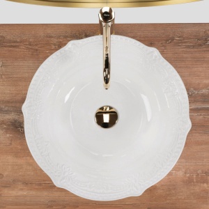 LAVOAR REA ROSALIA, ALB, 44 CM, MONTAJ PE BLAT, DIN CERAMICA, CALITATE SUPERIOARA, REA - Img 5