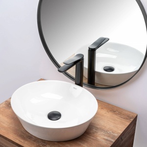 LAVOAR REA SAGA, 41CM, ALB, MONTAJ PE BLAT, DIN CERAMICA, CALITATE SUPERIOARA, REA