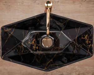 LAVOAR REA VEGAS, NEGRU, 57CM, MODERN, DIN CERAMICA, MONTAJ PE BLAT, CALITATE SUPERIOARA, REA - Img 3