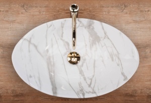 LAVOAR REA WENDY, 59CM, IMITATIE PIATRA, MONTAJ PE BLAT, DESIGN DEOSEBIT, REA