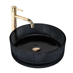 LAVOAR ROTUND CU STRIATII, INGRID 36 NEGRU, CERAMICA CALITATE SUPERIOARA, REA