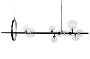 LUSTRA ALURE LINE 120, NEGRU/TRANSPARENT, DIN METAL SI STICLA, STIL MODERN