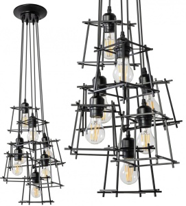 LUSTRA CU 7 BECURI APP221-7CP, 16x18x100 cm, NEGRU, DIN METAL, STIL MODERN, TU