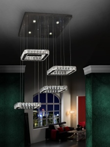 LUSTRA DIVA 854537N, DIN METAL, OTEL INOXIDABIL SI CRISTALE FATETATE, STIL MODERN, SCHULLER