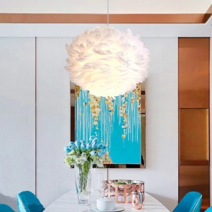 LUSTRA FEATHER WHITE APP334-3CP, 35x20x100 cm, ALB, DIN METAL SI PENE, STIL MODERN, TU - Img 5