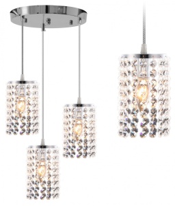 LUSTRA GLAMOR CRYSTAL APP731-3CPR, 27x103 cm, ARGINTIU, DIN METAL DE INALTA CALITATE SI CRISTALE, STIL MODERN, TU