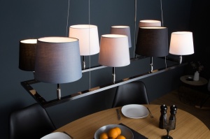 LUSTRA LEVELS III CU 8 BECURI SI ABAJURURI ALB/NEGRU/GRI 38823 DESIGN MODERN - Img 2