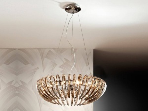 LUSTRA/PLAFONIERA ARIADNA, 66 CM, CROM/SAMPANIE, DIN METAL SI STICLA, STIL MODERN