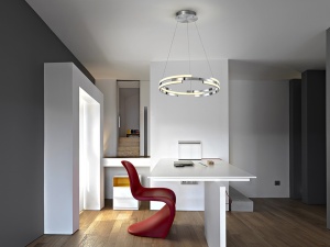 LUSTRA/PLAFONIERA CICLOS, 60 CM, CROM/OPAL, DIN METAL, ALUMINIU SI SILICON, STIL MODERN