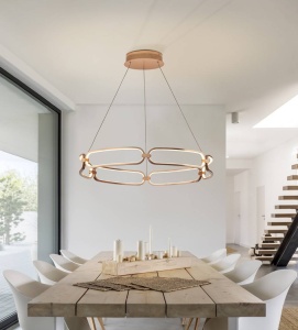 LUSTRA/PLAFONIERA COLETTE, CU TELECOMANDA, 80CM, AURIU ROSE/OPAL, DIN ALUMINIU SI SILICON, SCHULLER DESIGN