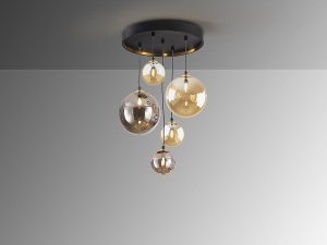 LUSTRA/PLAFONIERA DARK, 45 CM, MULTICOLORA, DIN METAL SI STICLA, STIL MODERN - Img 4