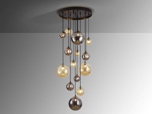 LUSTRA/PLAFONIERA DARK, 60 CM, MULTICOLORA, DIN METAL SI STICLA, STIL MODERN - Img 4