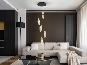 LUSTRA/PLAFONIERA ILIADA, 30 CM, NEGRU MAT/AURIU, DIN METAL SI ACRIL, STIL MODERN