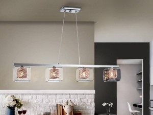 LUSTRA/PLAFONIERA LIOS, 98 CM, CROM/CUPRU/TRANSPARENT, DIN METAL SI STICLA, STIL MODERN