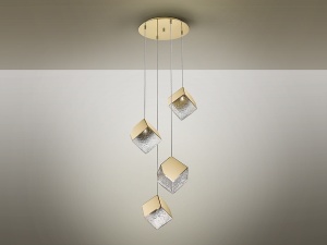 LUSTRA/PLAFONIERA PRISCILA, 50 CM, AURIU/TRANSPARENT, DIN METAL, OTEL SI STICLA, STIL MODERN