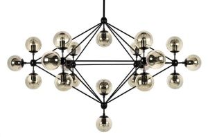 LUSTRA PLANETARIO 21, NEGRU, DIN METAL SI STICLA, STIL MODERN, B2