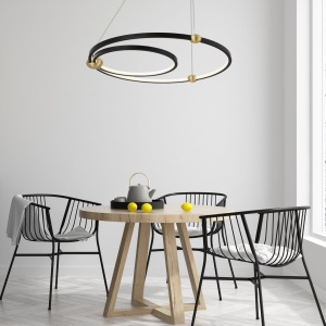 LUSTRA RING CU TELECOMANDA APP692-30-50, 50x50 cm, NEGRU SI AURIU, DIN METAL DE INALTA CALITATE, STIL MODERN, TU - Img 6