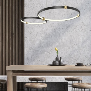 LUSTRA RING CU TELECOMANDA APP763-30-50, 80x50 cm, NEGRU SI AURIU, DIN METAL DE INALTA CALITATE, STIL MODERN, TU - Img 5