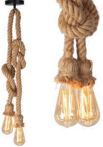 LUSTRA ROPE APP419-2CP, 100 cm, NEGRU SI MARO/NATURAL, DIN FRANGHIE/TEXTIL SI METAL, STIL MODERN, TU