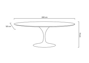 MASA ALBA, DIN MDF SI PICIOR METAL, TULIP ELLIPSE 200CM, STIL MODERN - Img 3