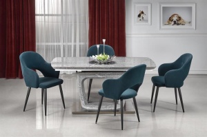 MASA DE DINING, EXTENSIBILA, CU ASPECT DE MARMURA, ARTEMON, STIL MODERN, PRODUCTIE HALMAR - Img 1
