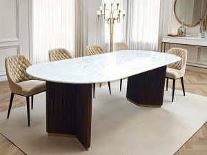 MASA DE SUFRAGERIE OVALA, GATSBY 240CM, CADRU DIN LEMN/METAL SI BLAT DIN MARMURA, ARTIM GROUP SELECTION