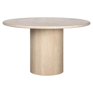 MASA DINING ALEXANDER JONES 130Ø, RENAISSANCE, 212246, CONFECTIONATA DIN METAL, MDF SI TRAVERTIN, BEJ, STIL MODERN
