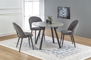 MASA DINING BALROG, GRI DESCHIS/NEGRU, 100 CM, BLAT DIN MDF LACUIT SI PICIOARE DIN METAL, STIL MODERN - Img 1