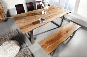 MASA DINING DIN LEMN MASIV DE SALCAM, MAMMUT 38794 + 39391 STIL VINTAGE - Img 2