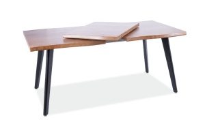 MASA DINING EXTENSIBILA FRESNO, 120/180 CM, STEJAR ARTISAN/NEGRU, BLAT DIN MDF, FURNIR SI PICIOARE DIN METAL, STIL MODERN - Img 7