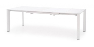 MASA DINING EXTENSIBILA STANFORD XL, ALBA, 130/250 CM, BLAT DIN MDF LACUIT SI PICIOARE DIN METAL, STIL MODERN - Img 5