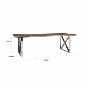 MASA DINING KENSINGTON, MARO/CROM, 200 CM, BLAT DIN LEMN RECICLAT SI PICIOARE DIN METAL, STIL RUSTIC, RICHMOND INTERIORS - Img 4