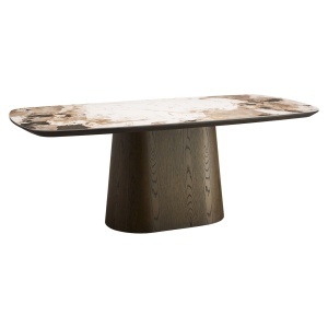 MASA DINING LANGFORD, 200CM, LEMN, MDF, FURNIR, LEMN RECICLAT SI CERAMICA, MARO, STIL MODERN