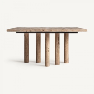 MASA DINING/LIVING JACQUARD, MARO DESCHIS, REF. 35785, PRELUCRATA MANUAL, CONFECTIONATA DIN LEMN DE MANGO SI TRAVERTIN, STIL MODERN