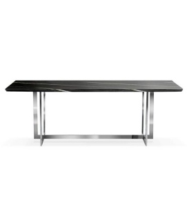 MASA DINING MARBLE 220 CM, EFECT DE MARMURA NEAGRA/CROM, STIL MODERN