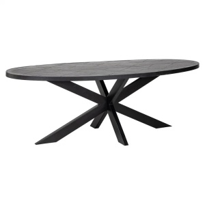 MASA DINING OVALA SCOTCH, 230 CM, NEAGRA, DIN FURNIR DE PIATRA SI METAL, RICHMOND INTERIORS