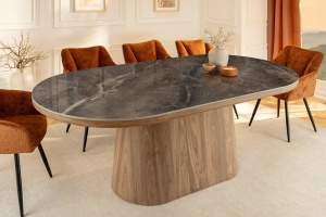 MASA DINING OVALA, UNIQUE, 200CM, CADRUL CERAMIC SI BLAT DIN MARMURA, ARTIM GROUP SELECTION