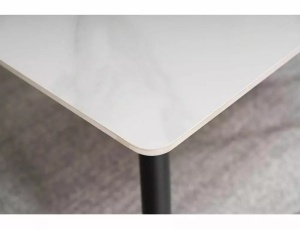 MASA DINING RION, 160 CM, EFECT DE MARMURA ALBA/NEGRU MAT, BLAT DIN CERAMICA SI PICIOARE DIN METAL, STIL MODERN - Img 7