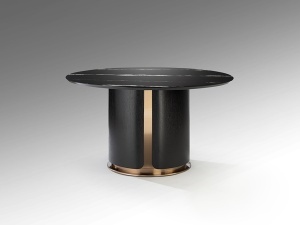 MASA DINING ROTUNDA, ZOLO 135CM, MDF, METAL SI BLAT DIN MARMURA, DESIGN MODERN, SCHULLER - Img 6