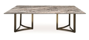 MASA DINING SIENNA 240, MARO/AURIU, CONFECTIONATA DIN BLAT CERAMIC, STICLA SECURIZATA SI PICIOARE DIN METAL, STIL MODERN