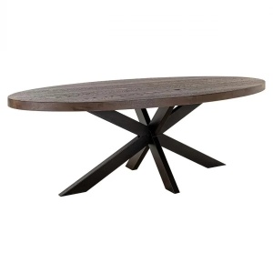 MASA DINING WATSON 235cm, REALIZATA DIN METAL SI LEMN DE STEJAR, CULOARE MARO/NEGRU, STIL MODERN, RICHMOND