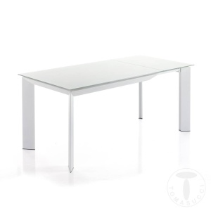 MASA EXTENSIBILA 120/170CM, BLADE 120 ALB, COD 2439, STIL MODERN, REALIZATA DIN METAL SI STICLA - Img 3