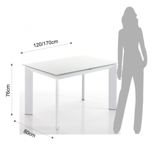 MASA EXTENSIBILA 120/170CM, BLADE 120 ALB, COD 2439, STIL MODERN, REALIZATA DIN METAL SI STICLA - Img 5
